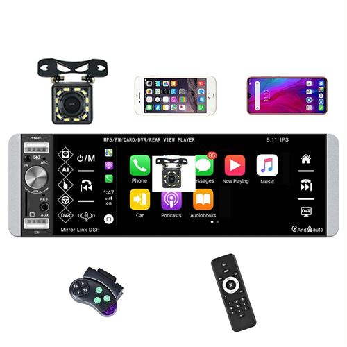 Autoradio 5.1 Pouces Écran IPS Bluetooth Carplay Caméra Recul USB Rapide YONIS