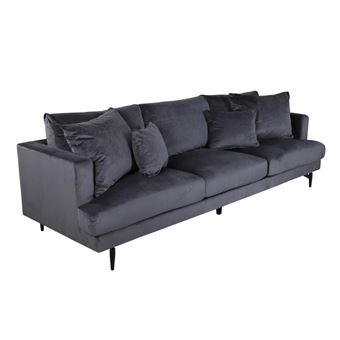 Canape droit ebuy24 3 places en velours gris 255 x 255 x 66 cm - 1
