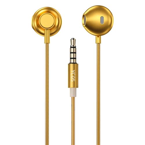 Écouteurs filaires Jack 3,5 mm avec micro et Stéréo série YC05 Sakin 1.2m Wekome Dorée