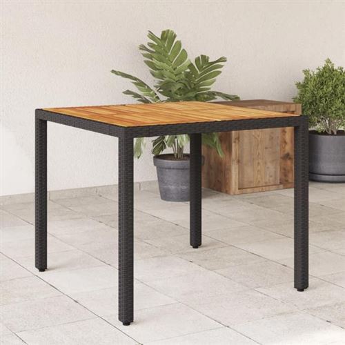 vidaXL Table de Jardin et Dessus en Bois d'Acacia, Table à Manger, Table de Repas, Meuble de Patio Terrasse Extérieur, Noir 365529