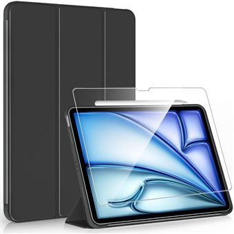 Coque + Verre Trempé pour iPad Air 13 Pouces (M3 2025, M2 2024) Protection Antichoc Support Veille-Réveil - Noir - BOOLING - 1