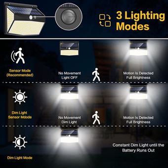 Lampe Solaire Extérieur 318 LEDS, 2 Pack Lumiere Solaire Exterieur