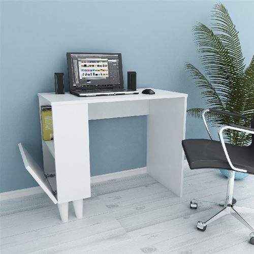 HOMEMANIA Paris Bureau - Blanc - 90 x 50 x 75 cm