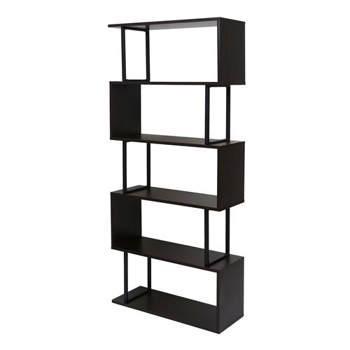 Bibliothèque MENDLER HWC-A27 183x80cm marron foncé métal noir