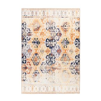 Tapis Tissé Rétro à Poils Courts "Saphira" Beige 120 x 170 cm - 1