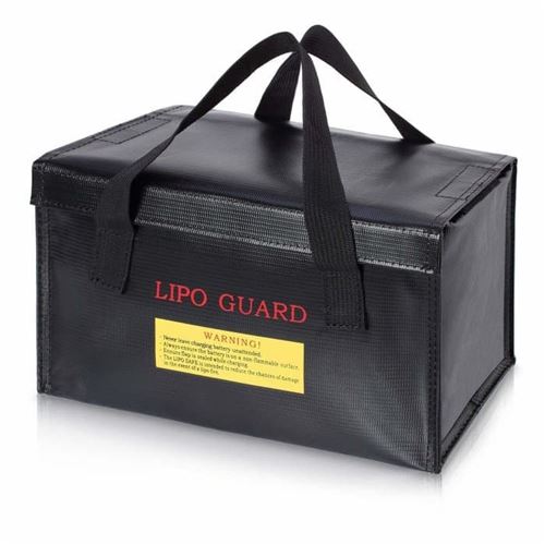 Sac Lipo Ignifuge pour Batteries Résistant au Feu, Sûr pour DJI Tello, BD-1, Helifar Idéal pour Drone Radiofly, Noir, Plastique Dimensions cm 26 x 13 x 15