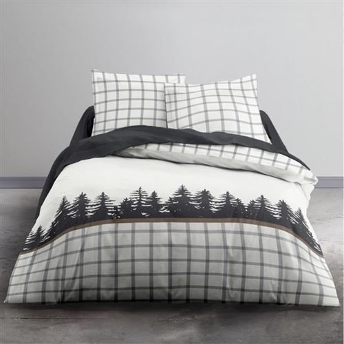TODAY Parure de couette 240x260 + 2 taies d'oreillers 63x63cm - 100% Coton - Flanelle 2020 Forest TODAY