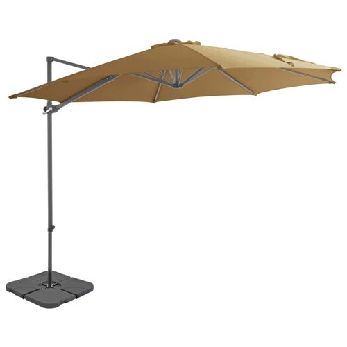 Parasol avec base portable 3 x 2,55 m Taupe