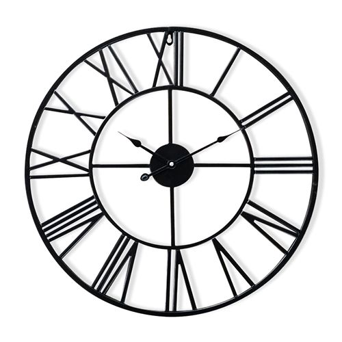 Horloge Murale - Queensway Casa Chic By Blumfeldt 76 - Cadre Métallique Silencieux - Noir