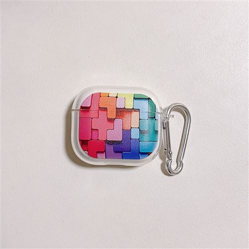 Coque ecouteurs en silicone souple et transparente FONGWAN pour Airpods 3 avec porte-clés-puzzle