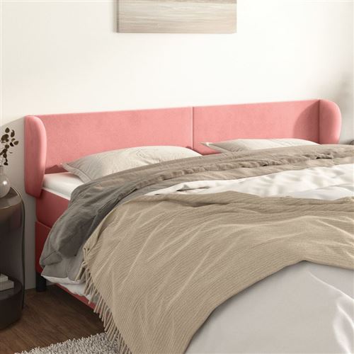 vidaXL Tête de lit avec oreilles Rose 203x23x78/88 cm Velours