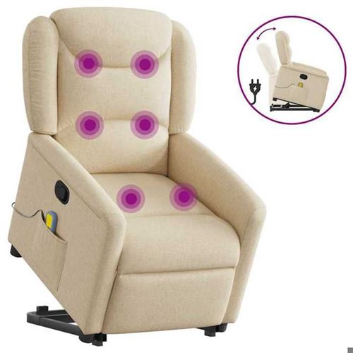 vidaXL Fauteuil de massage, relaxation tissu crème
