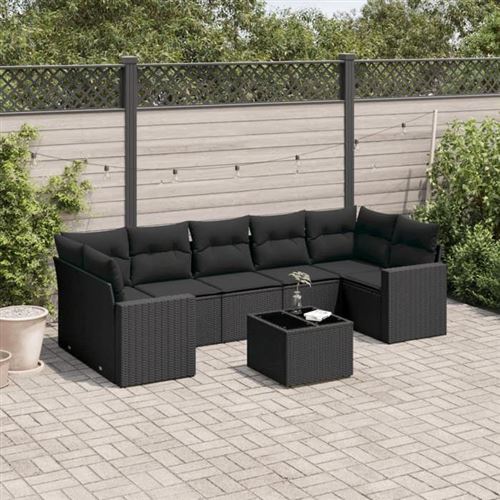 VIDAXL - Salon de jardin - 8 pièces - Résine tressée - Noir - Image 2