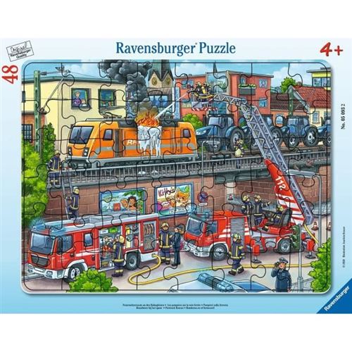 Puzzle cadre 30-48 p - Les pompiers sur la voie ferree