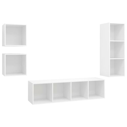vidaXL Ensemble de meuble TV 4 pcs Blanc Aggloméré