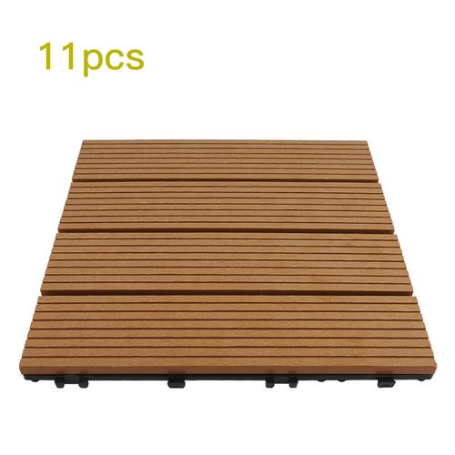 Dalles De Terrasse - Carrelage De Sol - 11 pièces en bois composite modular, 30x30cm Jaune abricot