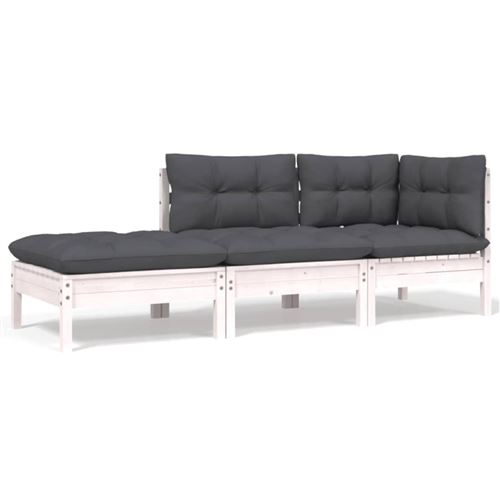 Non Communiqué Blanc Salon De Jardin Modulable Vidaxl Gris 3 Personnes Bois 63.5 X 63.5 X 62.5 3 Pieces