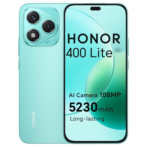 Smartphone Honor 400 Lite 5G 12/256go 6.7 AMOLED 108MP IA 35W WiFi AC Android 15 Vert