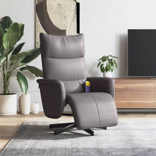 Vidaxl Gris Fauteuil De Massage, Relaxation Avec Repose-Pieds Similicuir - Image 2
