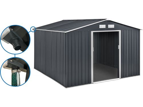 Abri de jardin m&eacute;tal - ""Vegas"" 12.98 m&sup2; avec goutti&egrave;re 