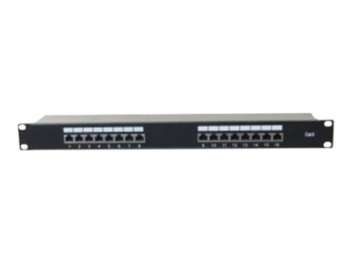 exertis Connect - Tableau de connexions - montable sur rack - CAT 6 - STP - RJ-45 X 16 - noir - 1U - 19