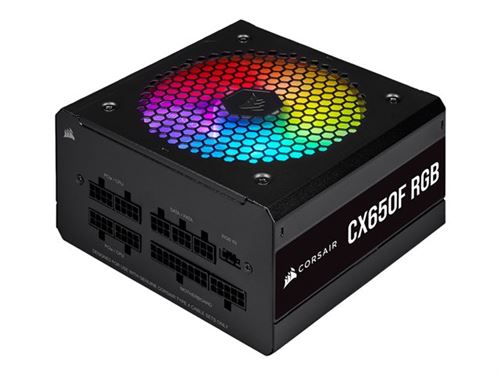 CORSAIR CX Series CX650F RGB - Voeding (intern) - ATX12V 2.4/ EPS12V 2.92 - 80 PLUS Bronze - 100-240 Volt wisselstroom V - 650 Watt - Europa - zwart
