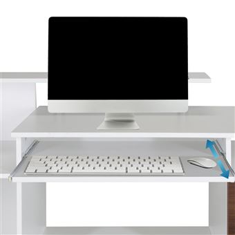 Table d'ordinateur / Bureau WORKSPACE H IV 137 x 60 cm avec caisson blanc /  noyer hjh OFFICE - Achat & prix