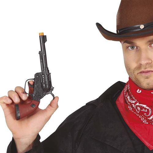 Accessoire de déguisement - pistolet gravures western cowboy 20cm noir - 16087 Fiestas Guirca