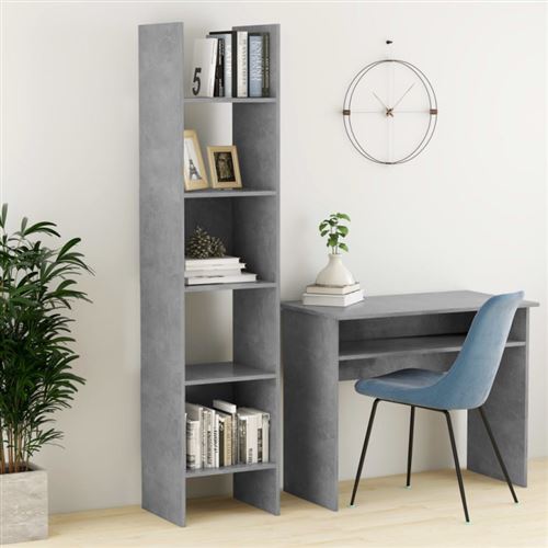 vidaXL Bibliothèque Gris béton 40x35x180 cm Bois d’ingénierie