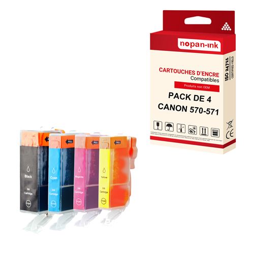 NOPAN-INK - x4 Cartouche compatible pour CANON 570 XL - 571 XL 570XL - 571XL Noir + Cyan + Magenta + Jaune ()