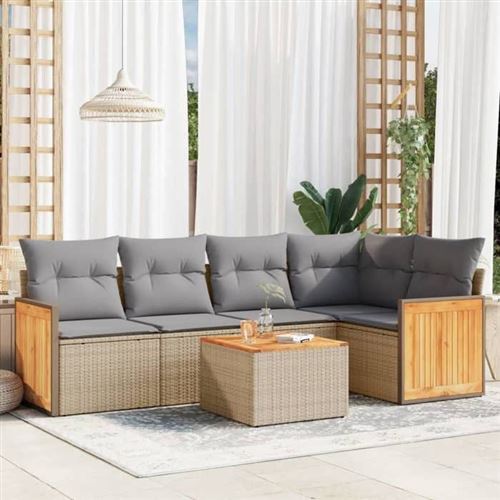Non Communiqué Beige Salon De Jardin Modulable Vidaxl Rotin 5 Personnes 6 Pieces