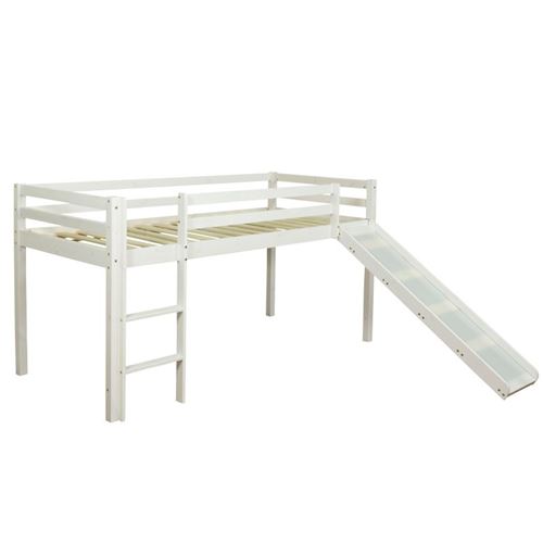 Non Communiqué Blanc Lit Mi-Haut Avec Matelas Sommier À Lattes