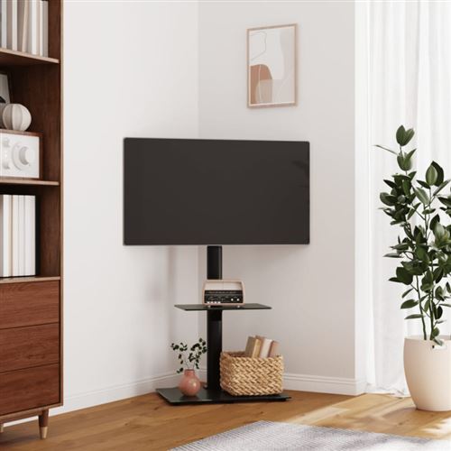 Non Communiqué Noir Meuble Tv D Angle 2 Niveaux Pour 32 65 Pouces