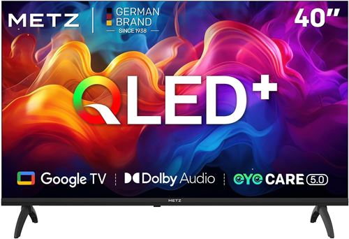 Smart TV FH METZ 40 Pouces QLED, LED Télévision Google Tele HDR 10 Dolby Audio Bluetooth 5,1
