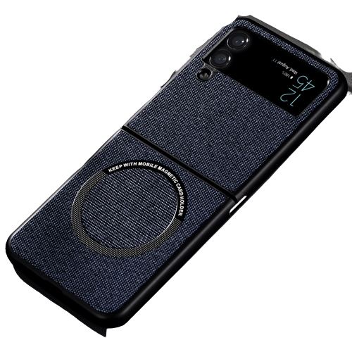 Magnétique Coque Compatible Samsung Galaxy Z Flip 4 FONGWAN pour Magsafe Chargement Sans Fil Antichoc - Bleu
