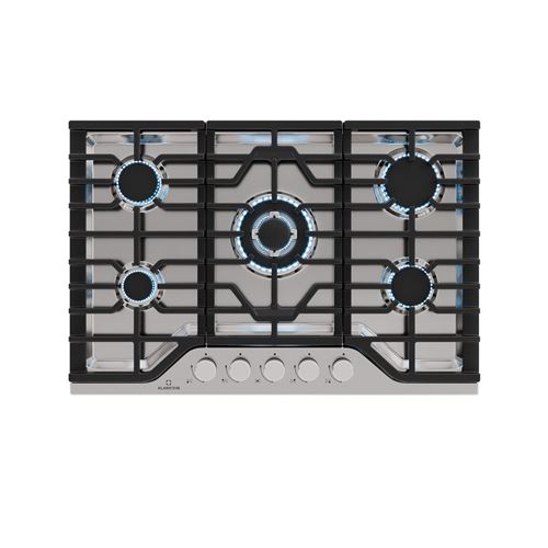 Klarstein Turbocast Plaque gaz Table de cuisson à gaz Acier inoxydable 5 brûleurs en fonte Brûleur wok Argent