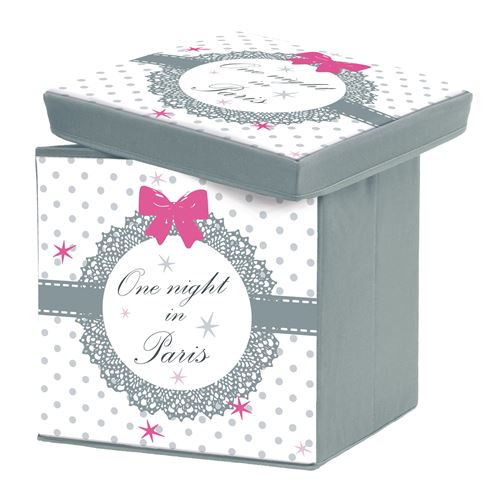 coffre de rangement pliable 38 x 38 x 38 cm polyester imprime paris love