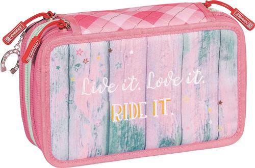 Brunnen porte-crayon Ponylove3-pochettes 19,5 cm rose/menthe 34 pièces