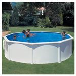 Kit Piscine Hors sol ronde en acier - Ø480 x 122 cm - Livrée avec filtre à cartouche + Sable + Échelle de sécurité - Blanc