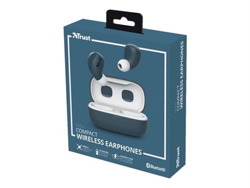 Trust Nika Compact - Werkelijk draadloze koptelefoon met micro - inwendig - Bluetooth - blauw
