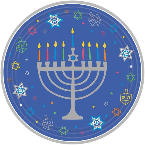 Amscan assiettes de fête Eight Happy Nights26,7 cm 18 pièces