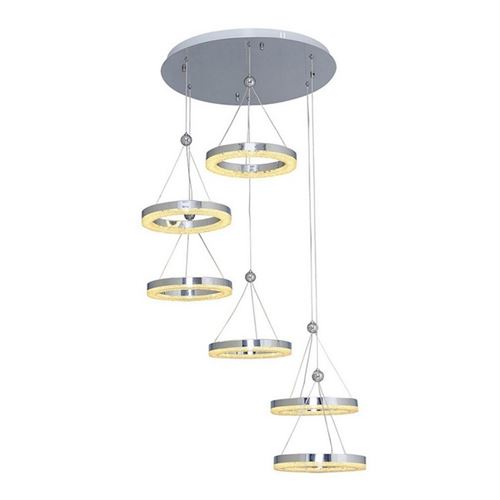 HOMEMANIA Lampe à Suspension Galya10 Chandelier - de Plafond - Chrome en Métal, 50 x 50 x 120 cm, 1 x LED, 72W, 7560LM, 4200K Lumière Blanc Naturel