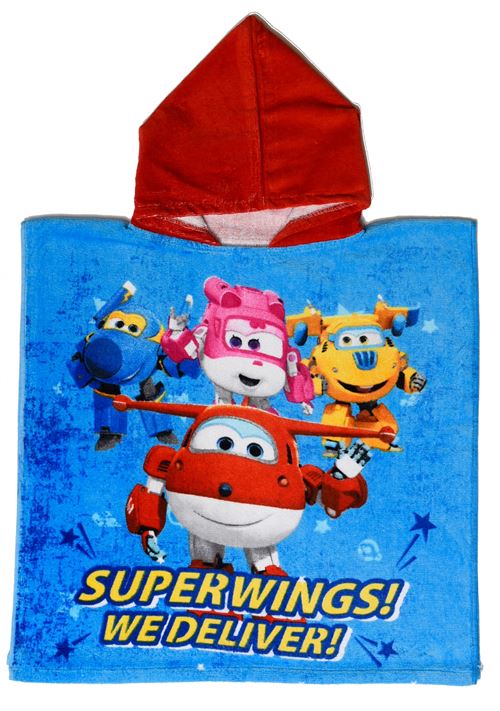 Super Wings poncho de bain bleu/rouge junior 50 x 100 cm