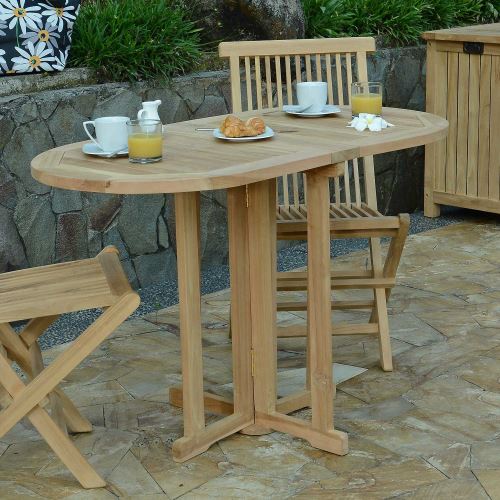 Table Pliante Ovale En Teck Ecograde Manoi 120 X 60 Cm Pour Balcon