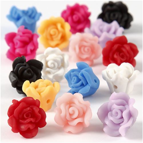 Creotime perles roses d'argile multicolores 16 mm 16 pièces