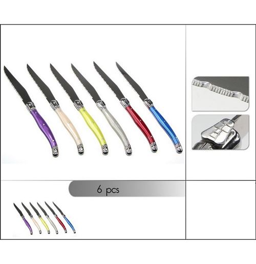 Lot De 6 Couteaux Laguiole Acier Inoxydable Ustensile Cuisine