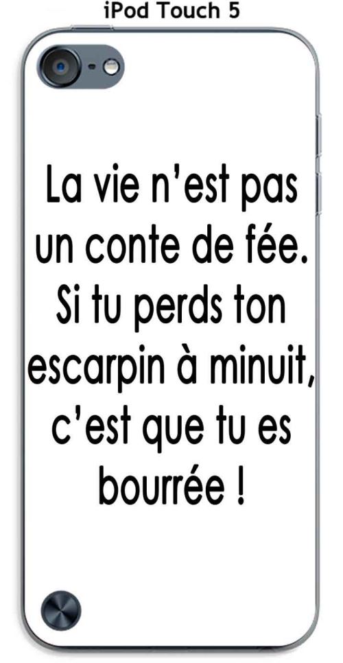 Coque Apple iPod Touch 5 design Citation La vie n'est pas Texte noir fond blanc
