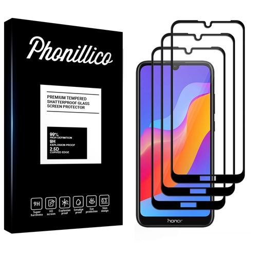 Verre Trempe pour Huawei HONOR 8A [Pack 3] Film Transparent Bord Noir Vitre Protection Ecran Phonillico®