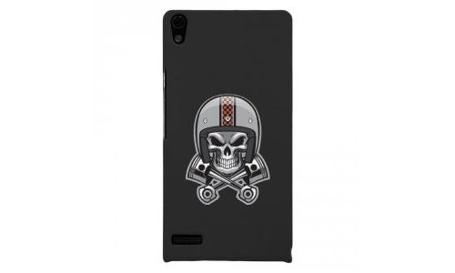 Coque rigide pour Huawei Ascend P6 avec impression Motifs tête de mort avec un casque de moto