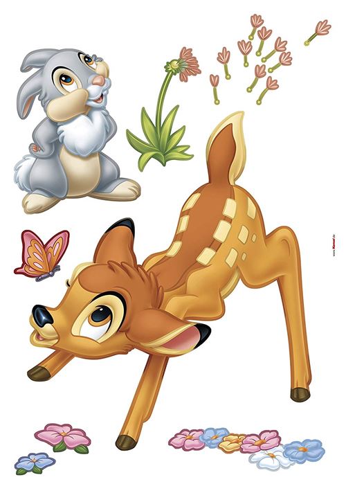 Komar - Stickers géant Bambi & Panpan Disney avec des fleurs colorées